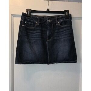 Gap Women's Dark Blue Denim Mini Skirt Button Zip Pockets Solid Size 2